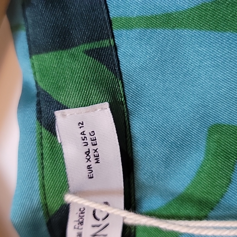 Mango | Green and Blue Wrap Dress with 3/4 Bishop Sleeves for Cocktail - Picture 6 of 14